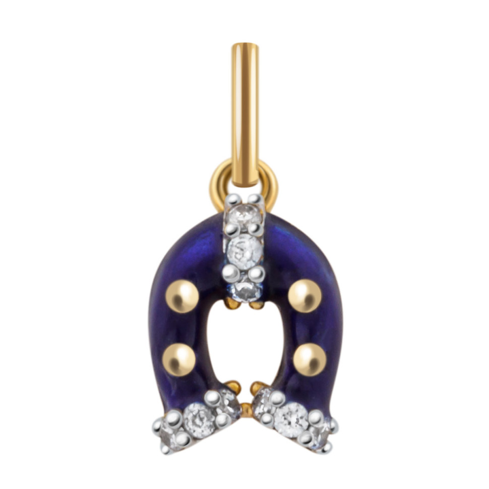 Кулон из жёлтого золота с цирконами и эмалью (036129)