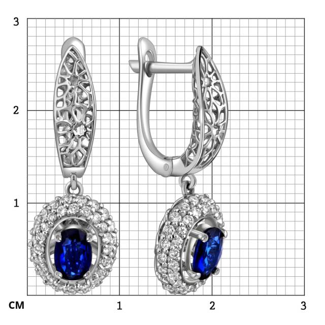 Серьги из белого золота с бриллиантами и сапфирами (025266)