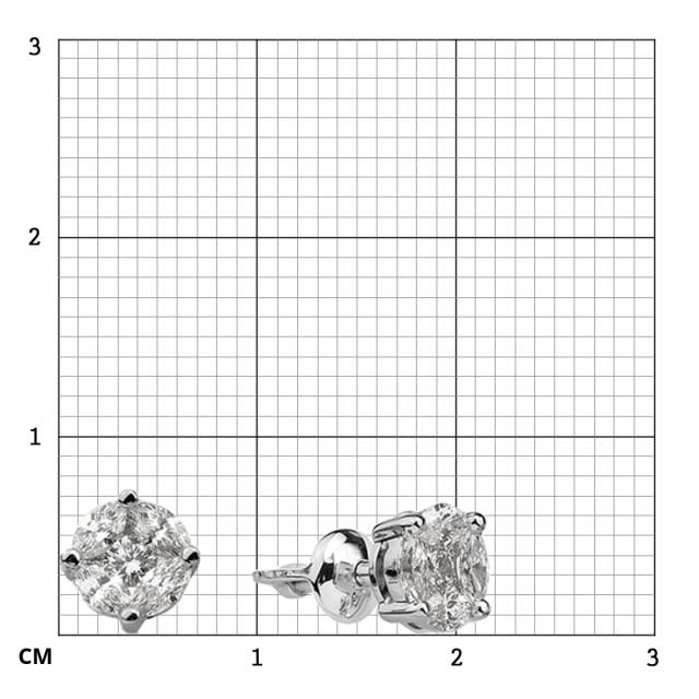 Серьги пусеты из белого золота с бриллиантами (031638)