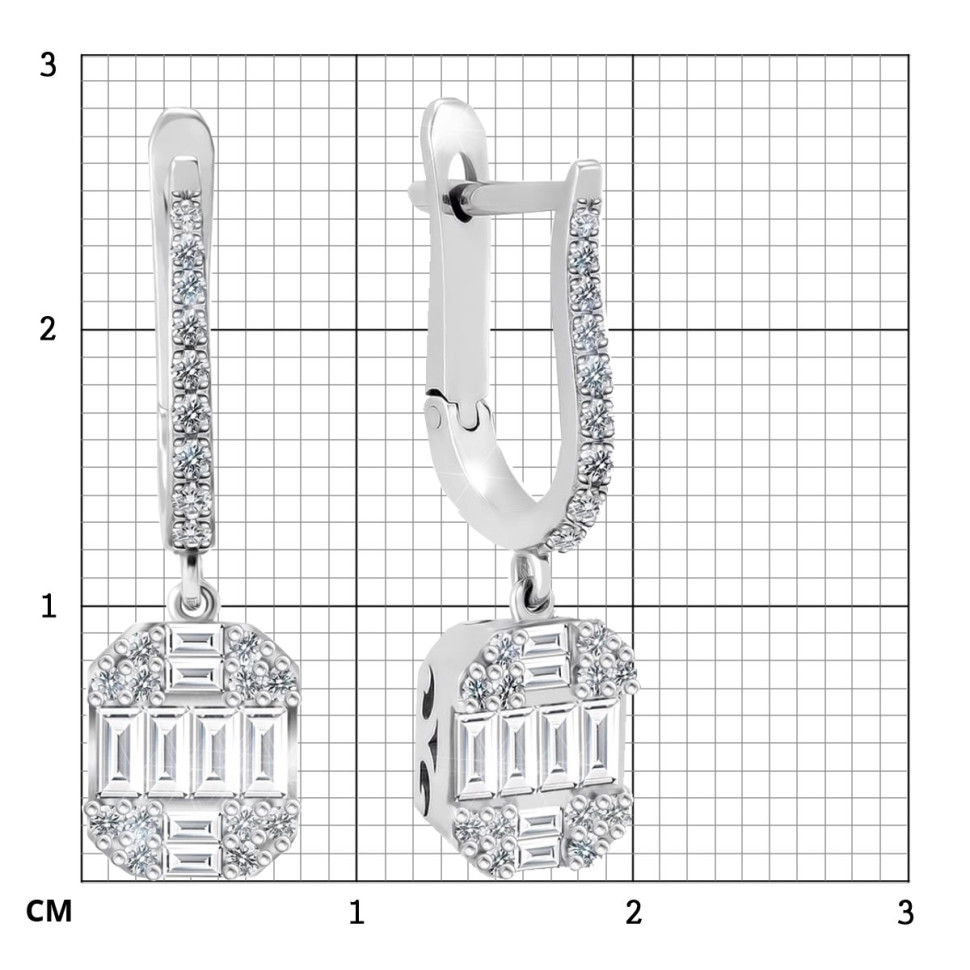 Серьги из белого золота с бриллиантами (050689)