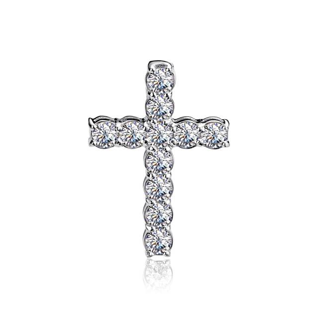 Кулон крест из белого золота с бриллиантами (053100)