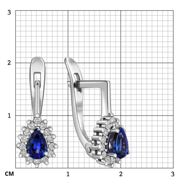 Серьги из белого золота с бриллиантами и сапфирами (015158)