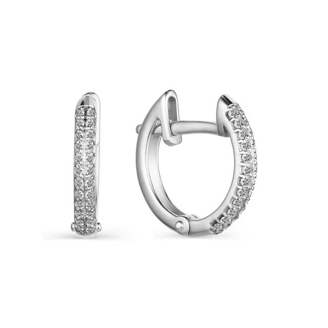 Серьги конго из белого золота с бриллиантами (050306)