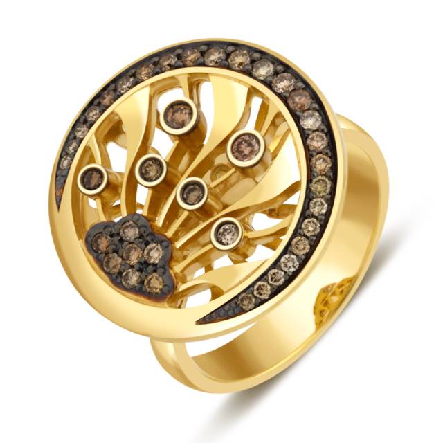 Кольцо из жёлтого золота с бриллиантами (037610)