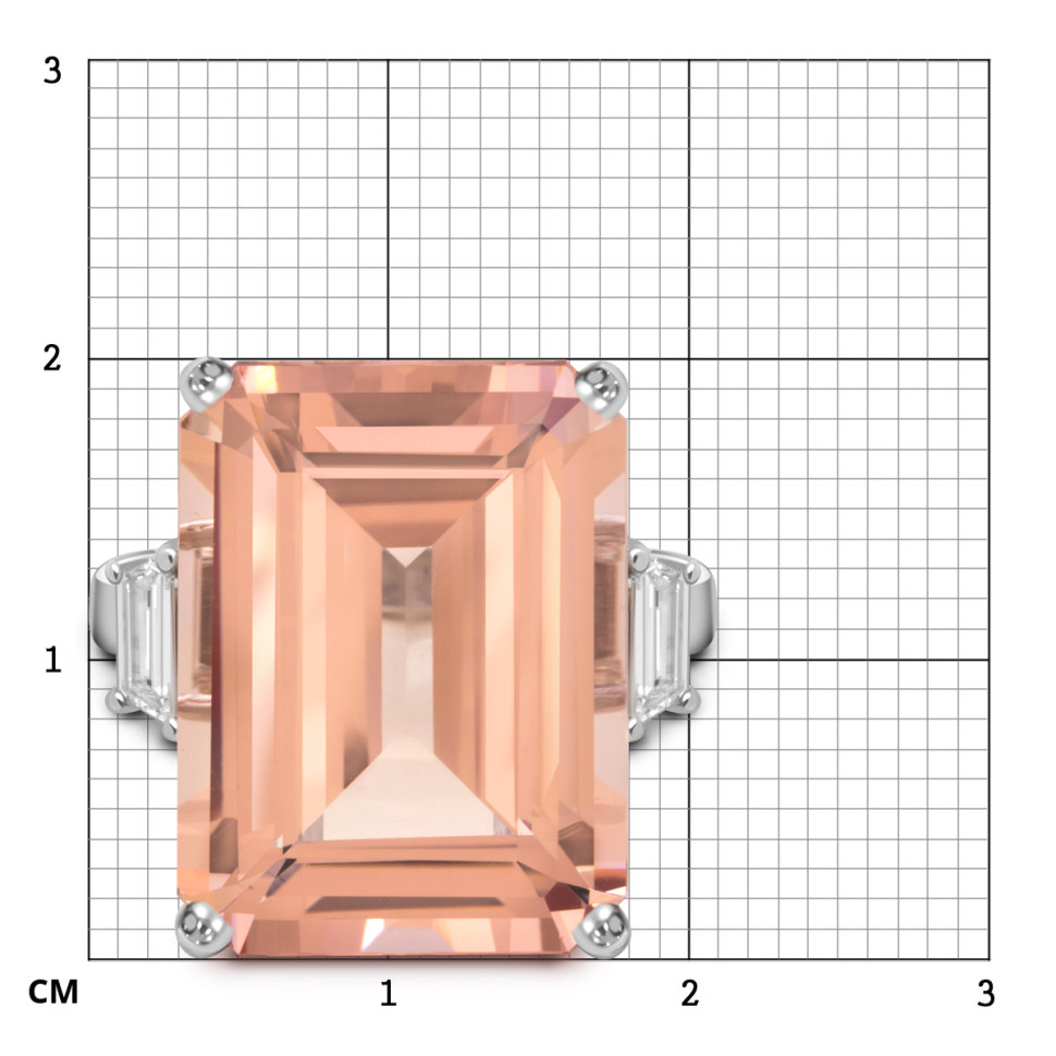 Кольцо из белого золота с бриллиантами и морганитом (054506)