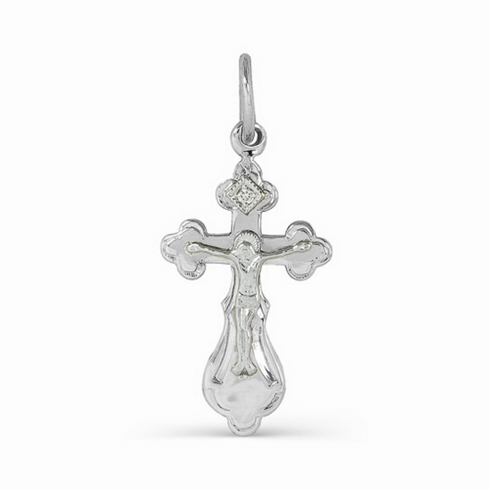Подвеска крест из комбинированного золота с бриллиантом (031406)