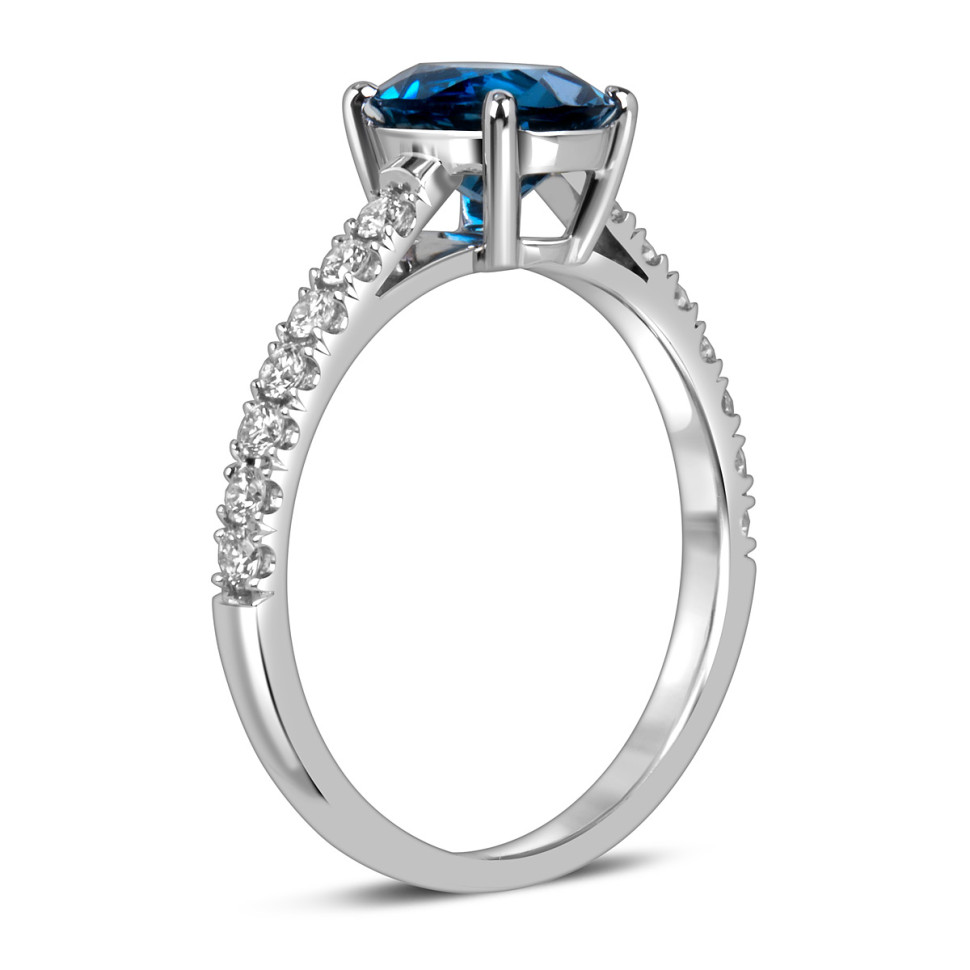 Кольцо из белого золота с бриллиантами и топазом (060172)