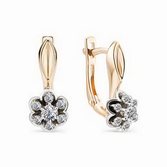 Серьги из комбинированного золота с бриллиантами (032503)