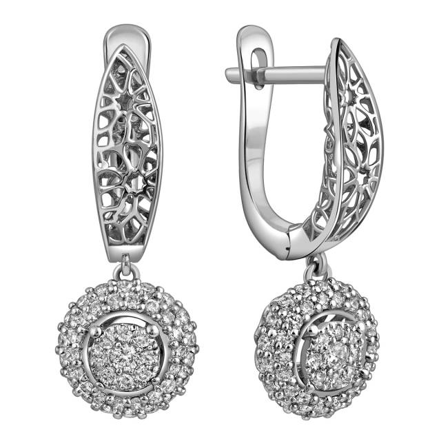 Серьги из белого золота с бриллиантами (025185)