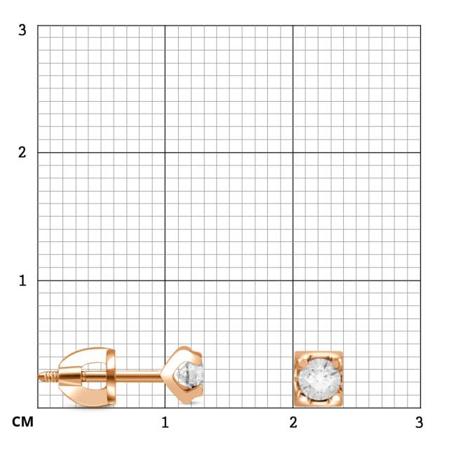 Серьги пусеты из красного золота с бриллиантами (038029)