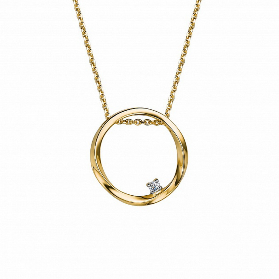 Колье из жёлтого золота с бриллиантом (047120)