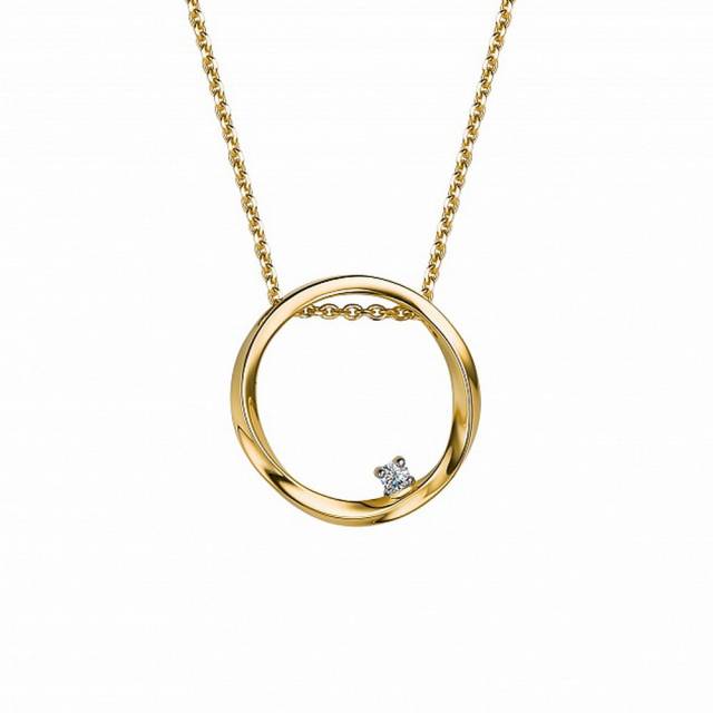 Колье из жёлтого золота с бриллиантом (047120)