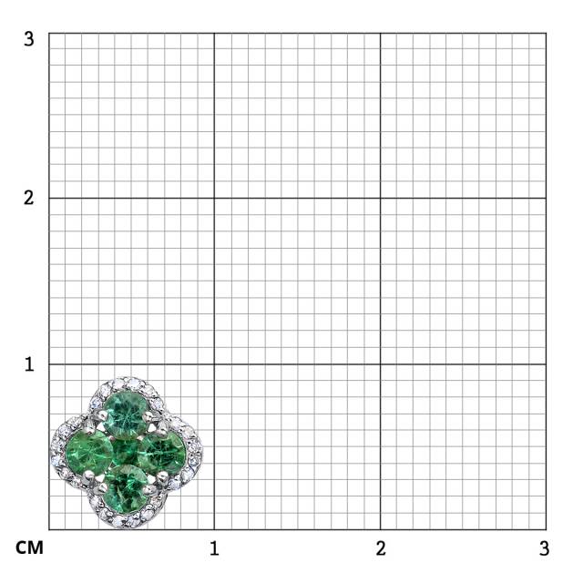 Кулон из белого золота с бриллиантами и изумрудами (055231)