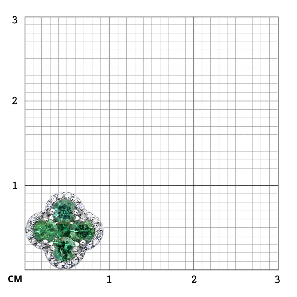 Кулон из белого золота с бриллиантами и изумрудами (055231)