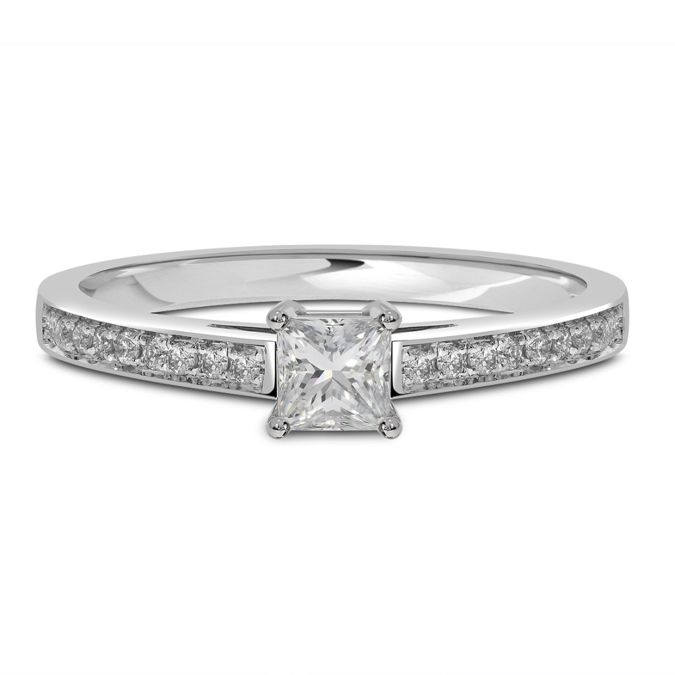 Помолвочное кольцо из белого золота с бриллиантами (046478)