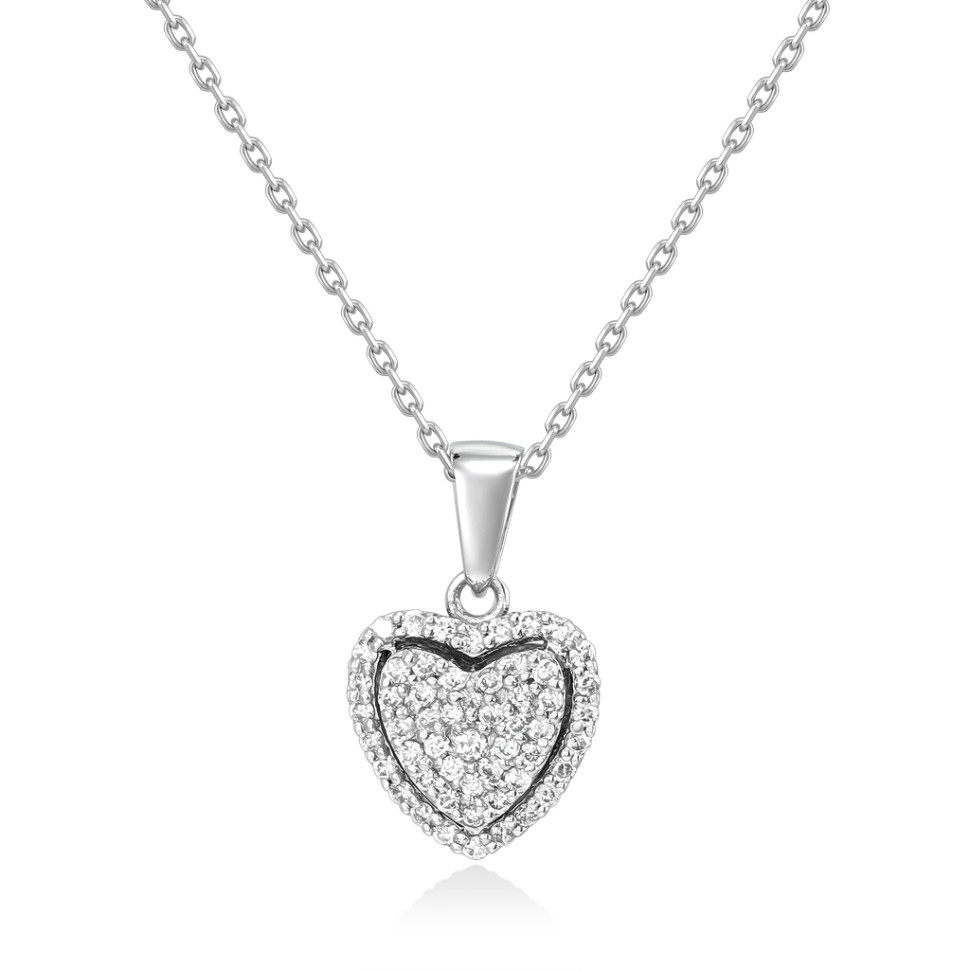 Колье из белого золота с бриллиантами Сердце (055622)