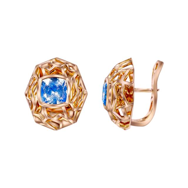 Серьги из красного золота лунным камнем (063974)