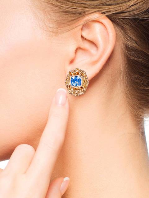 Серьги из красного золота лунным камнем (063974)