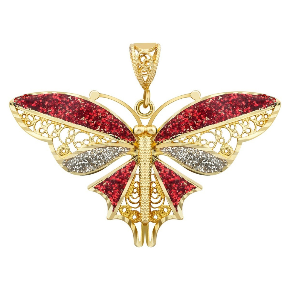 Кулон из жёлтого золота с  эмалью (020116)