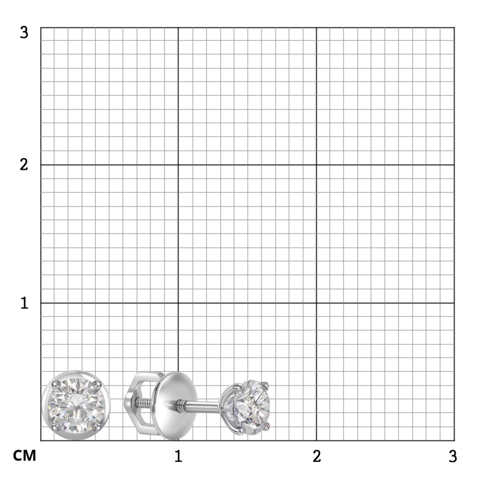 Серьги пусеты из платины с бриллиантами (064788)