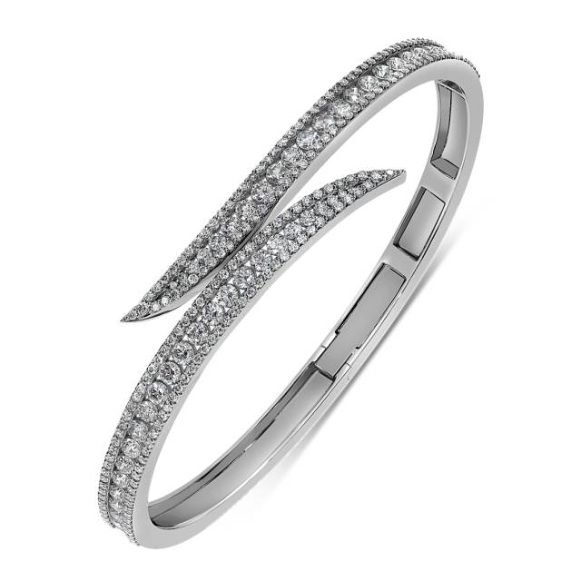 Браслет жёсткий из белого золота с бриллиантами (059144)