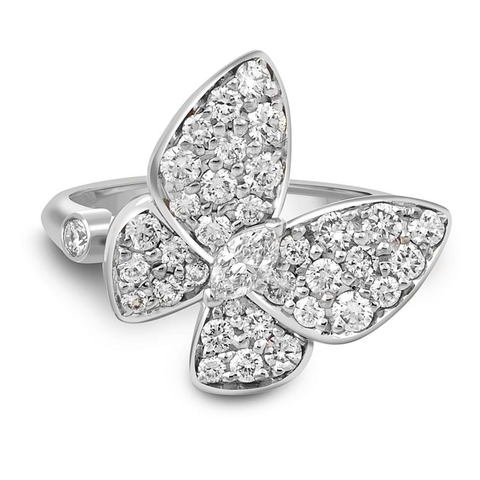 Кольцо из белого золота с бриллиантами 