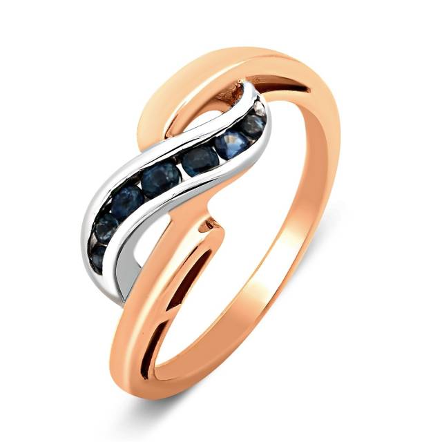 Кольцо из комбинированного золота с сапфирами (016742)