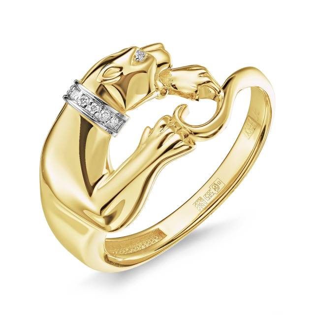 Кольцо из жёлтого золота с бриллиантами (061327)