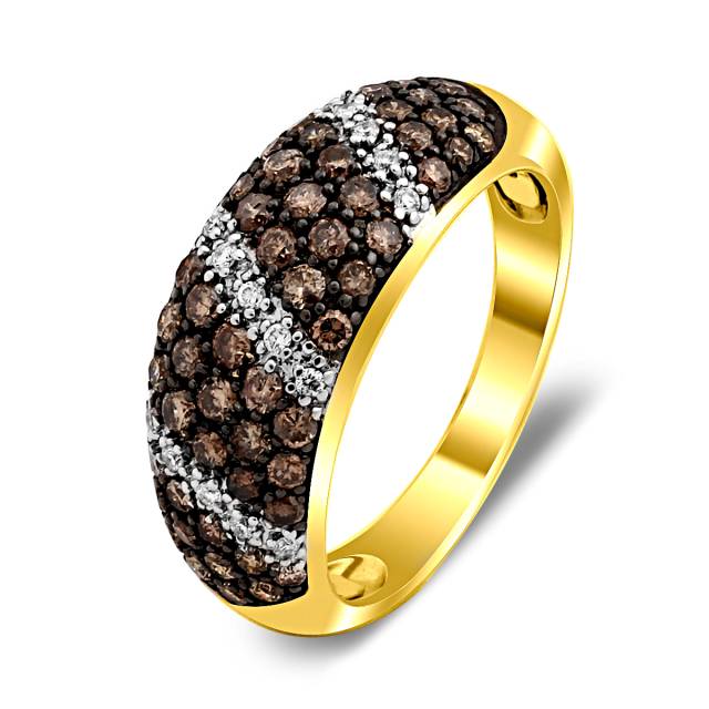 Кольцо из жёлтого золота с бриллиантами (013661)