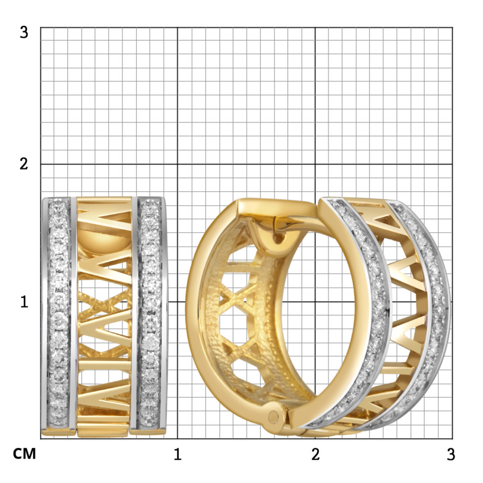 Серьги из жёлтого золота с бриллиантами (053809)