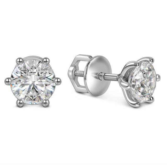 Серьги пусеты из белого золота с бриллиантами (063597)