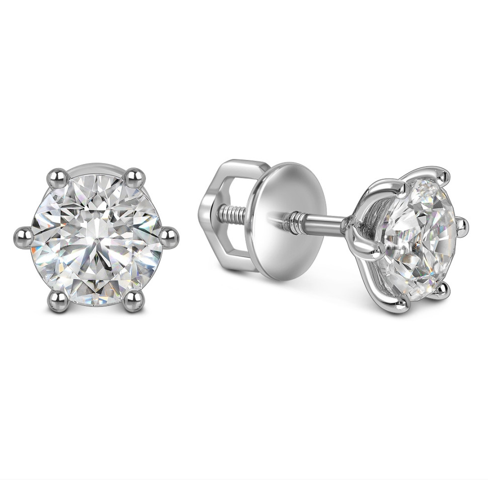 Серьги пусеты из белого золота с бриллиантами (063597)