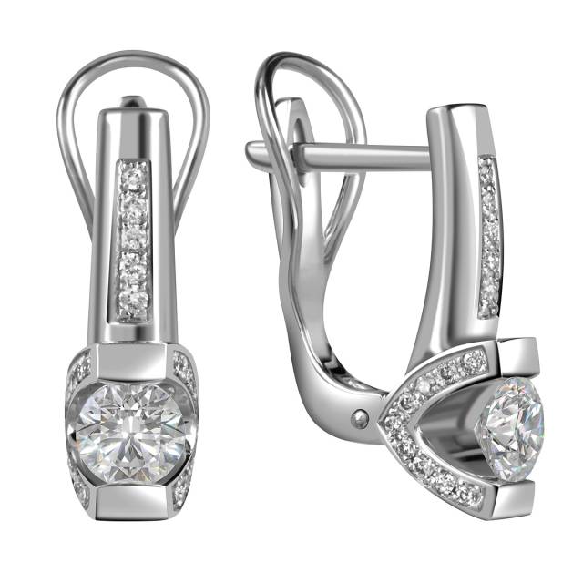 Серьги из белого золота с бриллиантами (060814)