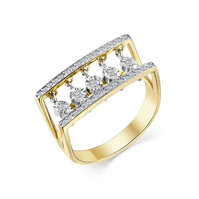 Кольцо из жёлтого золота с бриллиантами (060376)