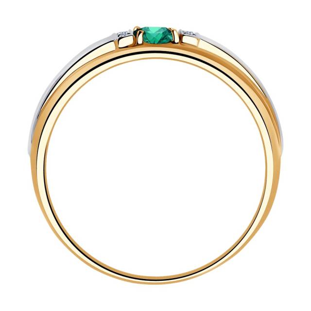 Кольцо из комбинированного золота с бриллиантами и изумрудом (048701)