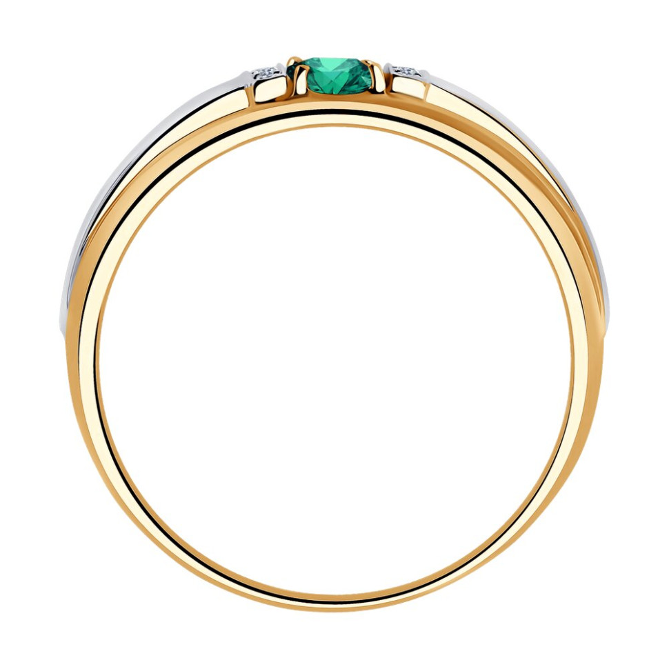 Кольцо из комбинированного золота с бриллиантами и изумрудом (048701)