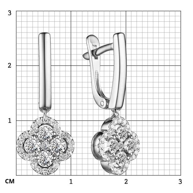 Серьги из белого золота с бриллиантами (055781)
