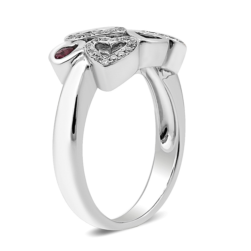 Кольцо из белого золота с бриллиантами и турмалинами (015426)