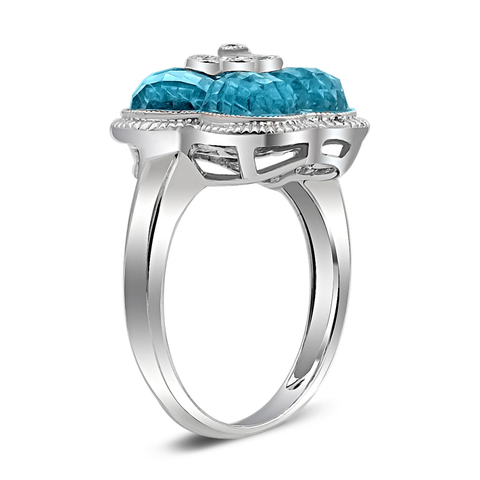 Кольцо из белого золота с бриллиантами и топазом (021059)