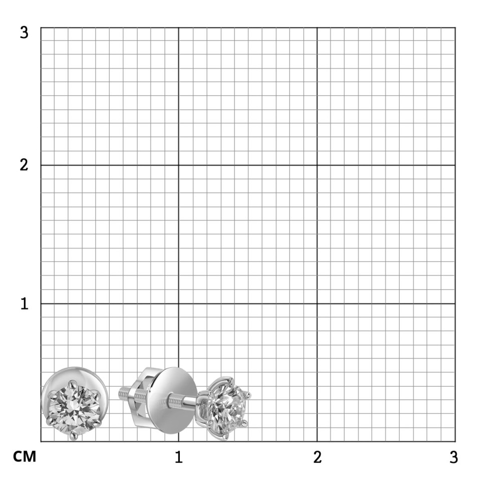 Серьги пусеты из платины с бриллиантами (064789)
