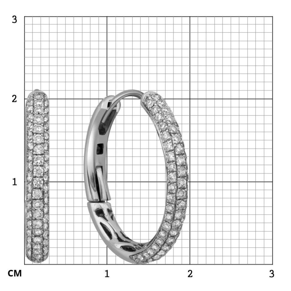 Серьги конго из белого золота с бриллиантами (001359)