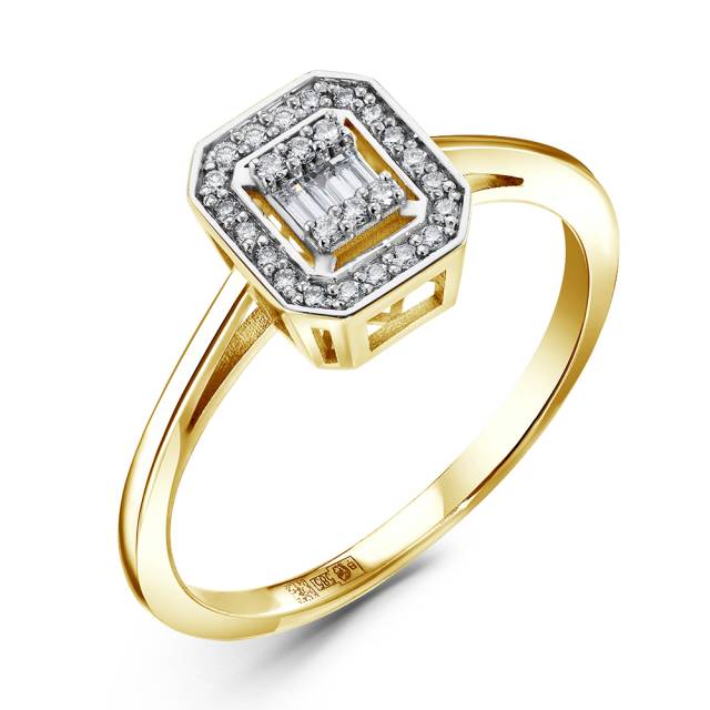 Кольцо из жёлтого золота с бриллиантами (060881)