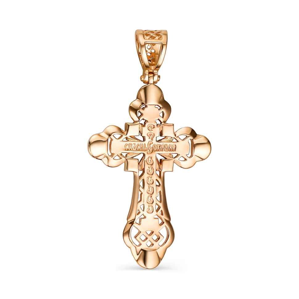 Кулон крест из комбинированного золота с бриллиантами (050252)