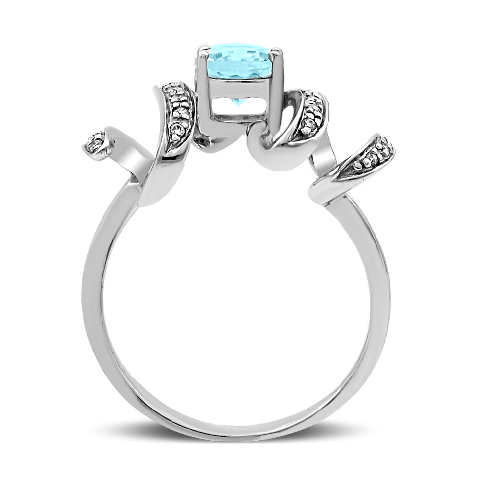 Кольцо из белого золота с бриллиантами и топазом (021041)