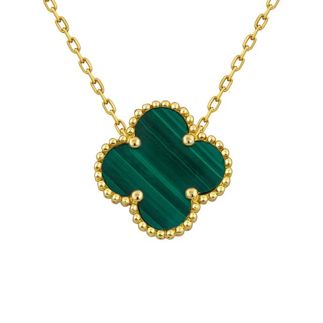 Колье из жёлтого золота с малахитом (057702)