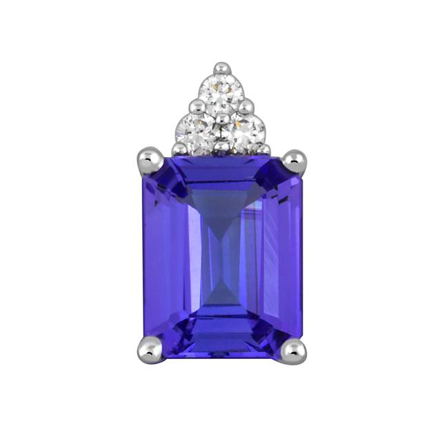 Кулон из белого золота с бриллиантами и танзанитом (048060)