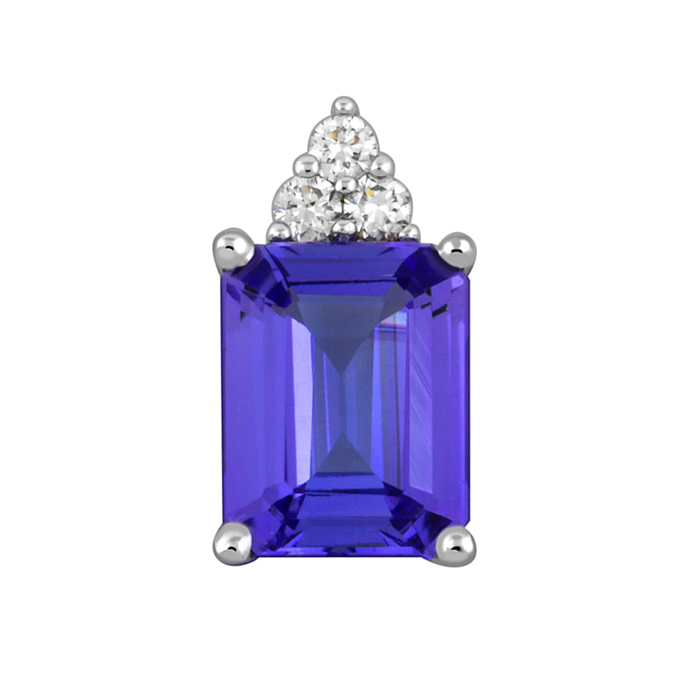 Кулон из белого золота с бриллиантами и танзанитом (048060)