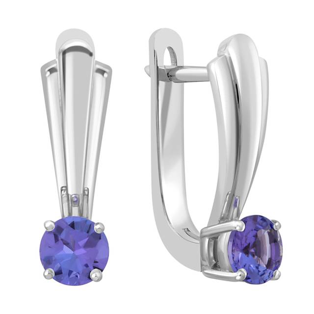 Серьги из белого золота с танзанитами (043160)