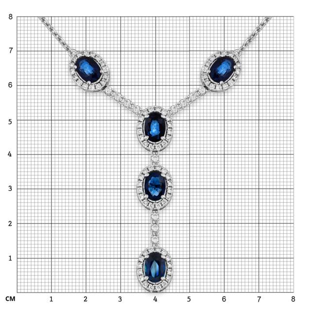 Колье из белого золота с бриллиантами и сапфирами (055602)