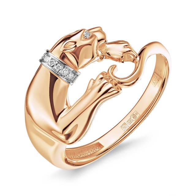 Кольцо из красного золота с бриллиантами (061326)